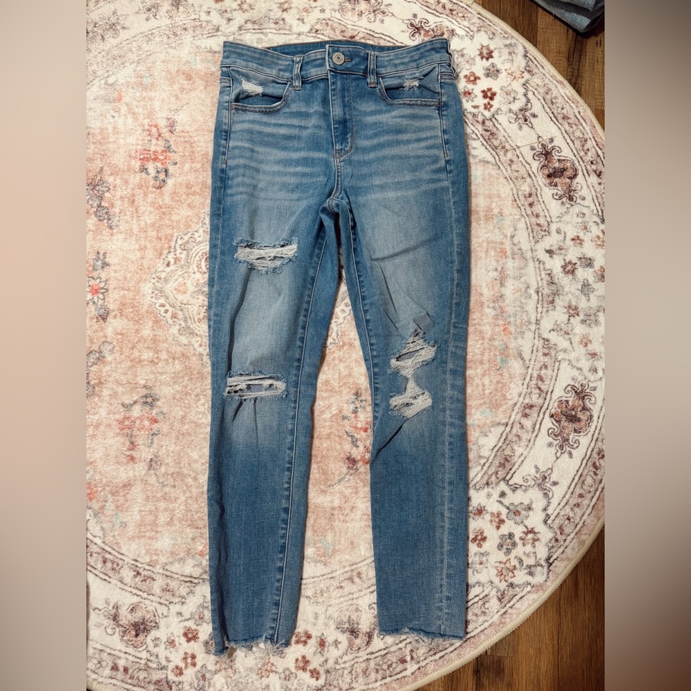 Distressed Blue Jeans